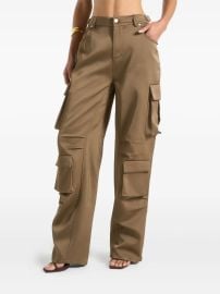 Manire De Voir Emilie In Dark Satin High Waisted Cargo Pants Green at Farfetch